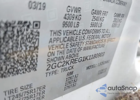 2019 Chevrolet Silverado 2500Hd Wt z USA, uszkodzony, nr VIN 2GC2KREG1K1180903